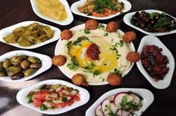 Baba Ghanoush, Falafl, Homus, and Pitta Bread