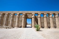 More than 30 pharaohs including Hatshepsut, Ramses II, King Tut and more contributed to its construction process. Karnak consists of huge pillars, towering columns, massive avenues of sphinxes, and an obelisk that stands 97-feet tall and weighs 323-tons (646000 pounds).There is a sphinx avenue for over a mile and half and 1500 sphinx statues once connected (and still) Karnak and Luxor temples together.