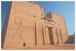 The Nile sided Temple of Horus, the Falcon God, considered to be the best-preserved cult temple and one of the best places to visit in Egypt. This is partly because it was built later than most in the Ptolemaic era from 237 to 57 BC.