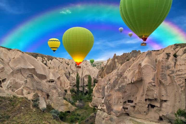 Hot air balloons sunset, Cappadocia, Turkey