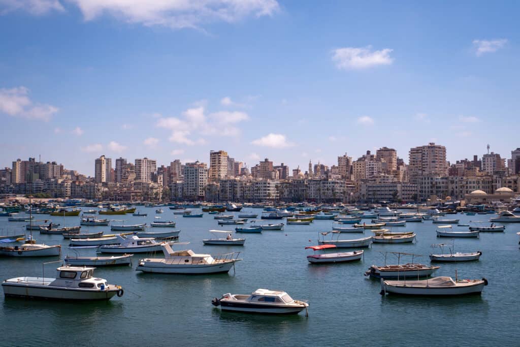 Harbour and skyline of Alexandria, Egypt - Photo by Flo P