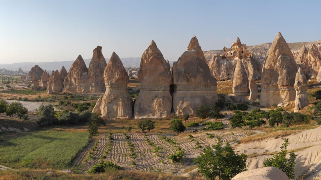 Fairy Chimneys rock formation near Göreme in Cappadocia, Turkey
