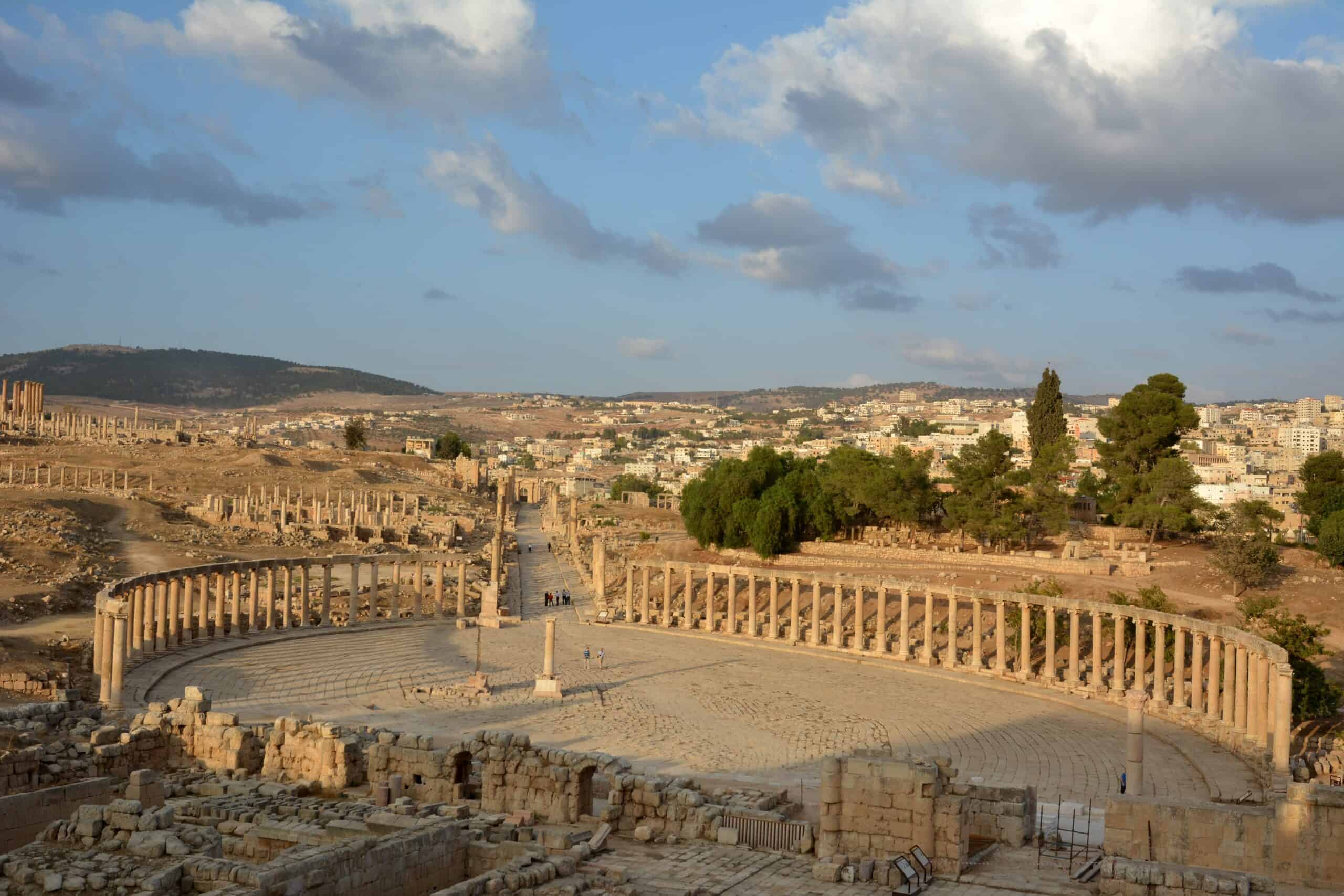 The Oval Forum and Cardo Maximus in ancient Jerash, Jordan