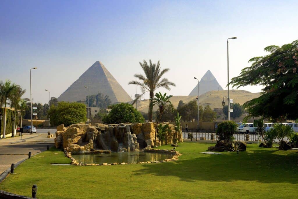 View of the Giza Pyramids from Le Méridien Pyramids Hotel & Spa